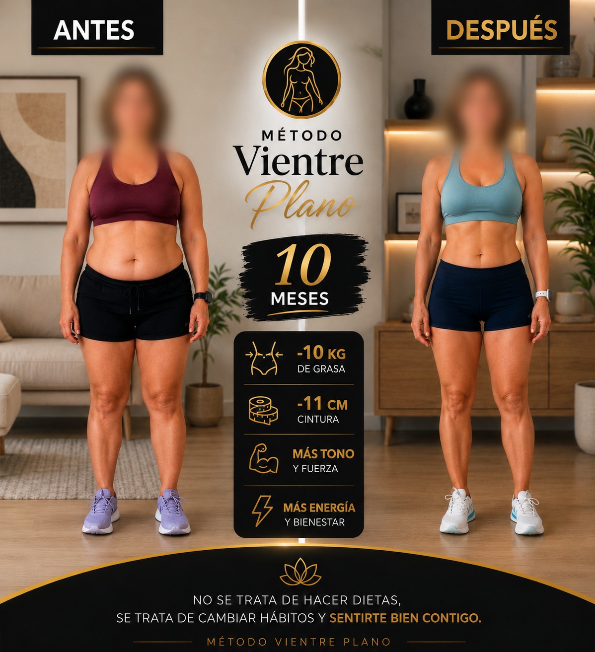 Mujer con vientre plano resultado del método